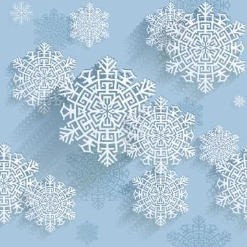Snowflakes, vector illustration, seamless pattern background 库存插图