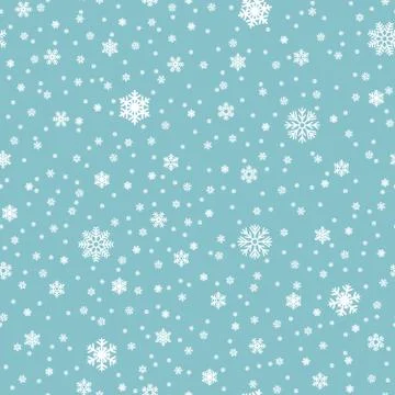 Snowflakes vector seamless pattern. Snowfall christmas repeat backdrop Stock Illustration