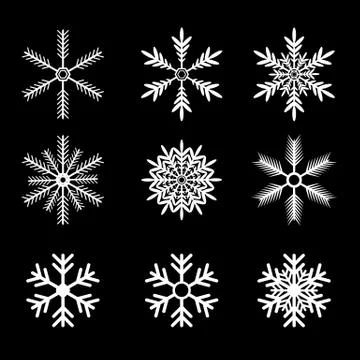 Snowflakes vector set. white snow flake icon set Stock Illustration