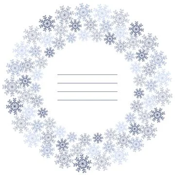 Snowflakes vector. Winter round frame template. New Year and Christmas Stock Illustration