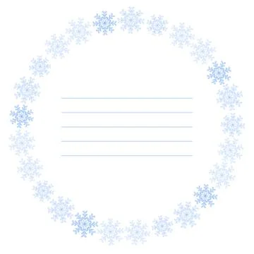Snowflakes vector. Winter round frame template. New Year and Christmas Stock Illustration