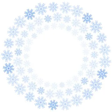 Snowflakes vector. Winter round frame template on white background. Stock Illustration