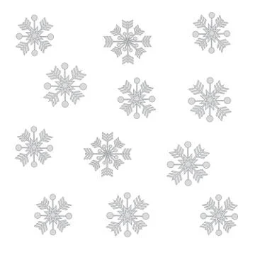 Snowflakes on white background Stock Illustration