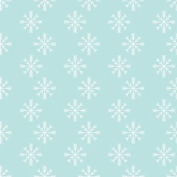 Snowflakes. White crystals. Seamless vector pattern. Turquoise background. Stock Illustration