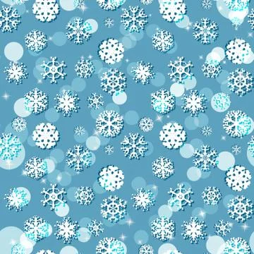 Snowflakes winter seamless texture, endless pattern Stock Illustration