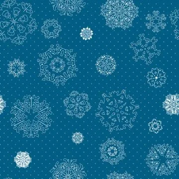 Snowflakes winter seamless texture, endless pattern Stock Illustration