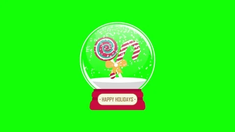 Snowglobe animation with gift inside on a green background Stock Footage 70151471