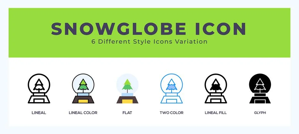 Snowglobe icon set with different styles. Icons designed in filled. outline.. Illustrazione stock