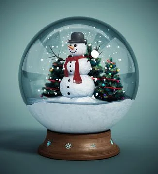 Snowglobe isolated on green background. 3D illustration Stock Illustration
