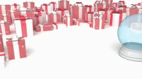 Snowglobe on a presents background Stock Footage 8992512