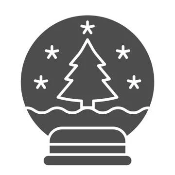 Snowglobe solid icon. Xmas ball vector illustration isolated on white. Glass 스톡 일러스트