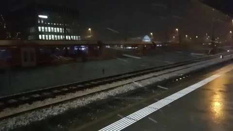 Snowing and windy at night Stock Footage 247036566