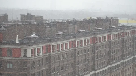 Snowing behind the window. Stock Footage 105417508