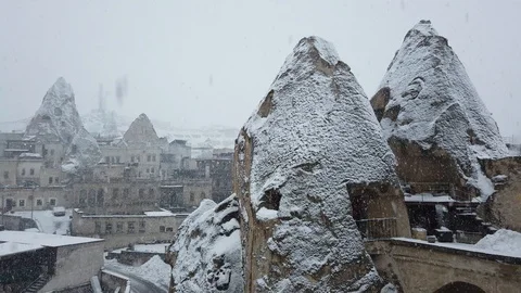 Snowing in Cappadocia, Turkey. Stock Footage 124597743