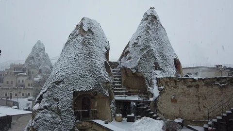 Snowing in Cappadocia, Turkey. Stock Footage 124597768