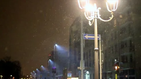 Snowing in city Stock Footage 10578449