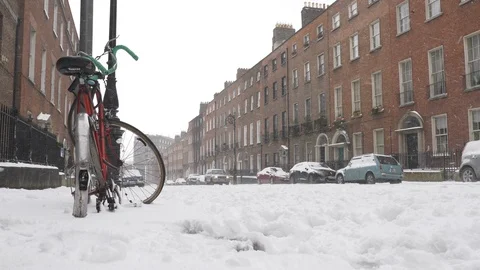 Snowing Day in Dublin Stock Footage 120031480