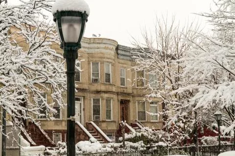 Snowing on Eastern Parkway Stock Photos