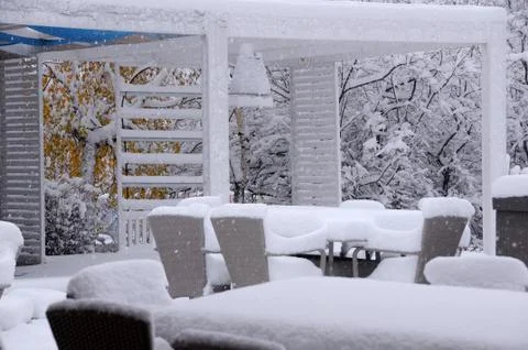 Snowing in the Fall Stock Photos