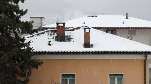 Snowing in Front of House Stock Footage 147212346