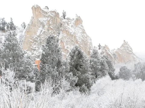 Snowing at Garden of the Gods Stock Footage 85700654