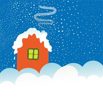 Snowing house Stock Illustration