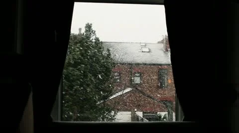 Snowing looking out of window Stock Footage 22292616