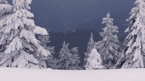 Snowing on the mountain Stock Footage 61416400