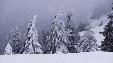 Snowing on the mountain Stock Footage 61416424