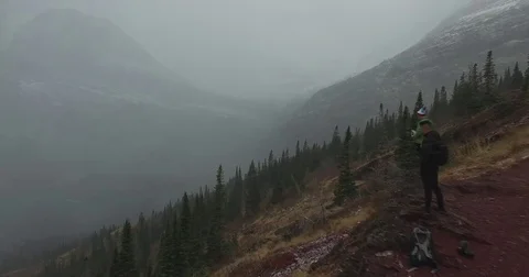 Snowing in the mountains | 4K Drone Stock Footage 81993141
