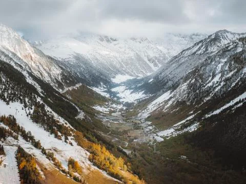 Snowing at the mountains Stock Photos