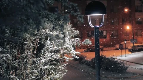 Snowing at Night Stock Footage 267821382