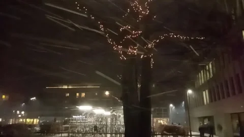 Snowing at night, Switzerland Stock-Footage 247036633