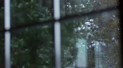 Snowing Outside Window Stock Footage 32372993
