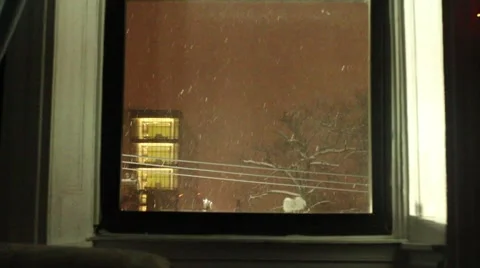Snowing Outside Window Stock Footage 41832293