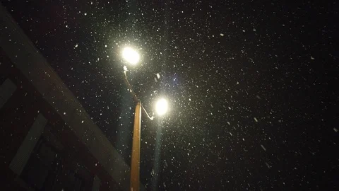 Snowing Parking Lot Light Stock Footage