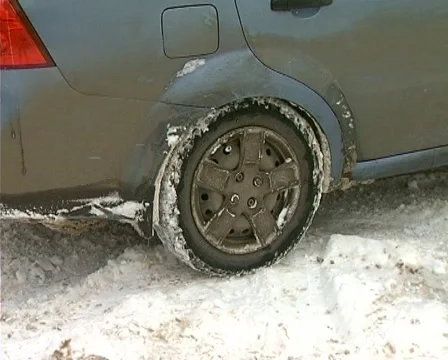 Snowing on road Stock Footage 1100467