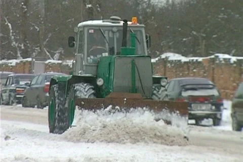 Snowing on road Stock Footage 1100502