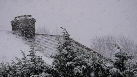 Snowing from the Rooftops and Chimneys Stock Footage 295465131