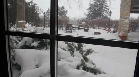 Snowing-Seen Through Window Stock Footage 32372428