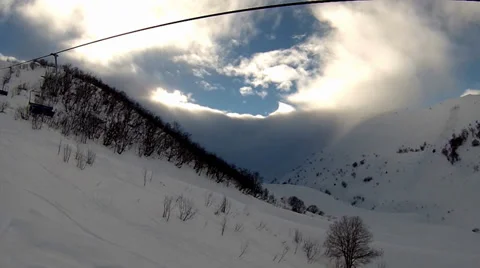 Snowing ski elevator / Ski Lift, Italy 库存影片 35210453