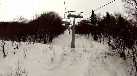Snowing ski elevator / Ski Lift, Italy 库存影片 35700876
