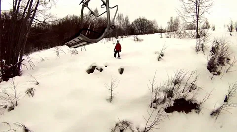 Snowing ski elevator / Ski Lift, Italy 库存影片 35700882