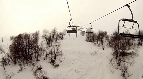 Snowing ski elevator / Ski Lift, Italy 库存影片 35700885