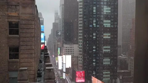 Snowing in Times Square 2 1Dec2019 Stock Footage