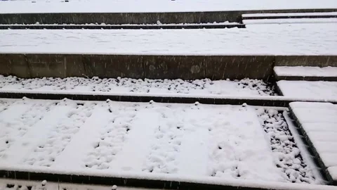 Snowing at train station, Switzerland Stock Footage 247036741