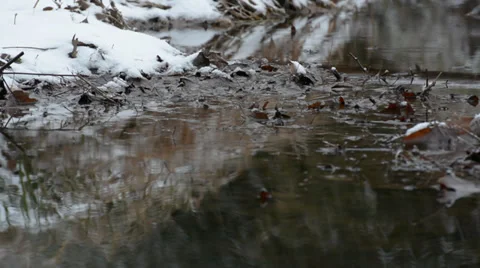 Snowing on the Water Stock Footage 33289583