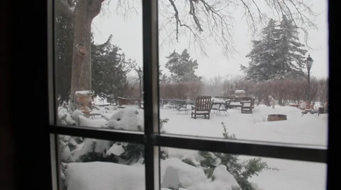 Snowing-Window View Stock Footage 32373027