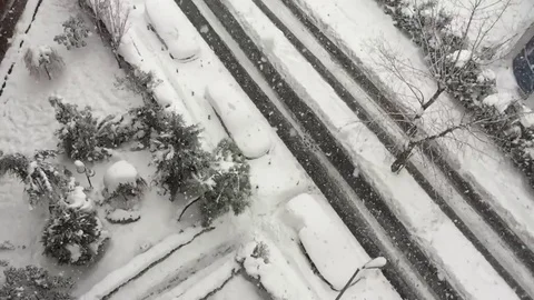 Snowing in winter, slow motion Stock Footage 83729021