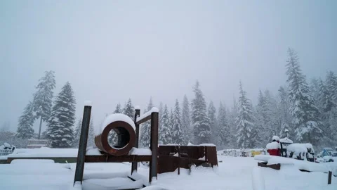 Snowing Work Yard Time Lapse Stock Footage 154054453